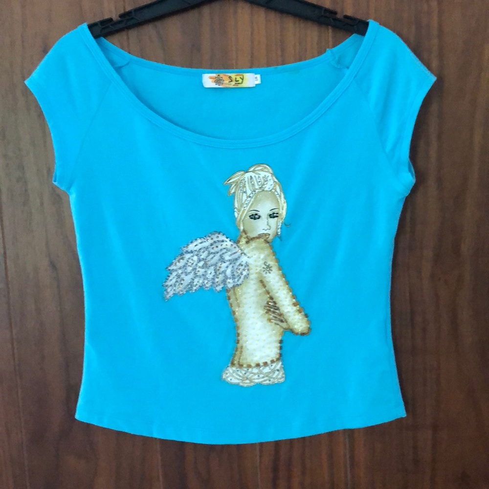 Embellished blue crop top